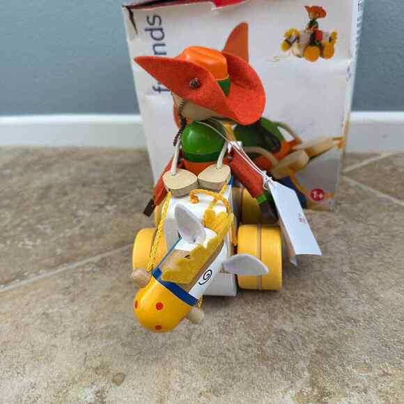 Sevi Friends Wooden Pull Along Cowboy and Horse Made in Italy Hand Made Western - Picture 10 of 10